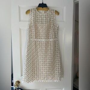 Elie Tahari white, cream and gold a-line dress. Size 8.